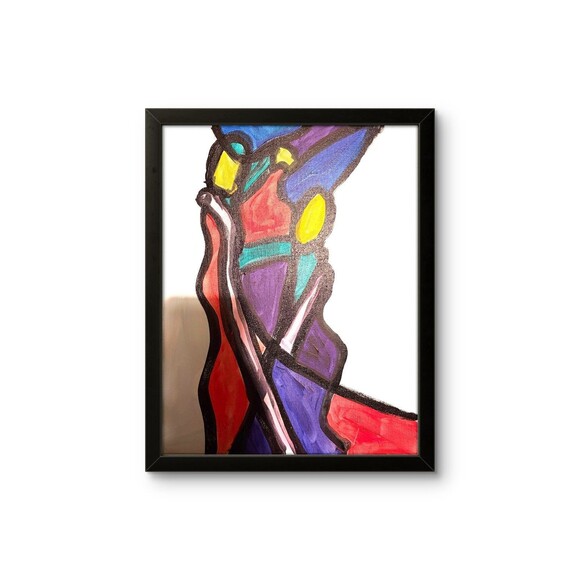 Vibrant Abstract Expressionism Canvas Painting Original 14x11 B Perry Rowell